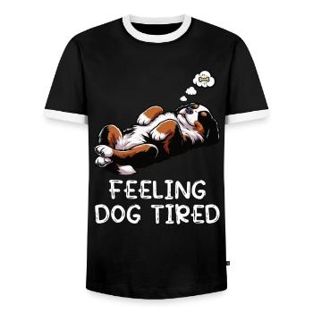 Se sentir fatigué par un chien Bernois Chien de montagne - T-shirt contrasté Homme - noir/blanc - Devant - AI Model Female 172 light (172cm) & AI Model Male 178 light (178cm)