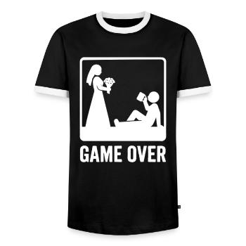 Mariage Game Over – Jeunes mariés drôles - T-shirt contrasté Homme - noir/blanc - Devant - AI Model Female 172 light (172cm) & AI Model Male 178 light (178cm)