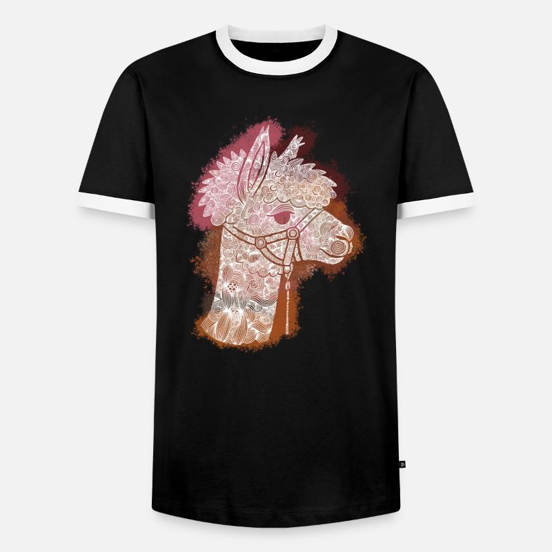 Zentangle Alpaca - Men's Ringer Shirt - black/white
