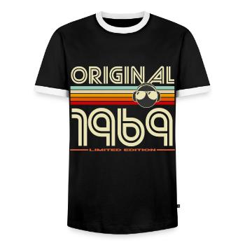 Original 1969 Retro Edition - T-shirt contrasté Homme - noir/blanc - Devant - AI Model Female 172 light (172cm) & AI Model Male 178 light (178cm)