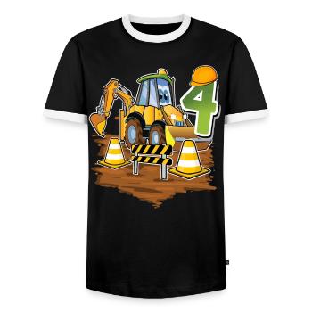 4e anniversaire des 4 excavateurs - T-shirt contrasté Homme - noir/blanc - Devant - AI Model Female 172 light (172cm) & AI Model Male 178 light (178cm)
