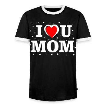 Chemise cœur de maman Je t’aime - T-shirt contrasté Homme - noir/blanc - Devant - AI Model Female 172 light (172cm) & AI Model Male 178 light (178cm)