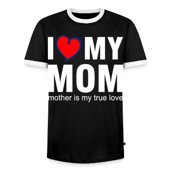 J’adore le t-shirt True Love de ma mère - T-shirt contrasté Homme - noir/blanc - Devant - AI Model Female 172 light (172cm) & AI Model Male 178 light (178cm)