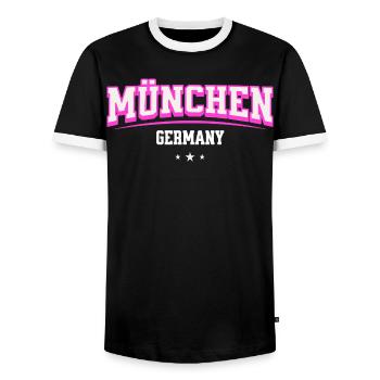 München Germany Shirt für Städte Fans Souvenir - Männer Kontrast-T-Shirt - Schwarz/Weiß - Vorne - AI Model Female 172 light (172cm) & AI Model Male 178 light (178cm)