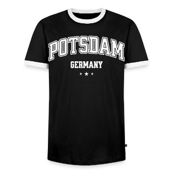 Potsdam Deutschland Souvenir für Männer und Frauen - Männer Kontrast-T-Shirt - Schwarz/Weiß - Vorne - AI Model Female 172 light (172cm) & AI Model Male 178 light (178cm)
