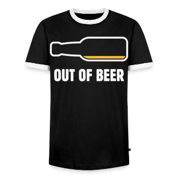 Out Of Beer (Beer / Beer / Beer Drinker NEG 2C) - Men's Ringer Shirt - black/white - Front - AI Model Female 172 light (172cm) & AI Model Male 178 light (178cm)