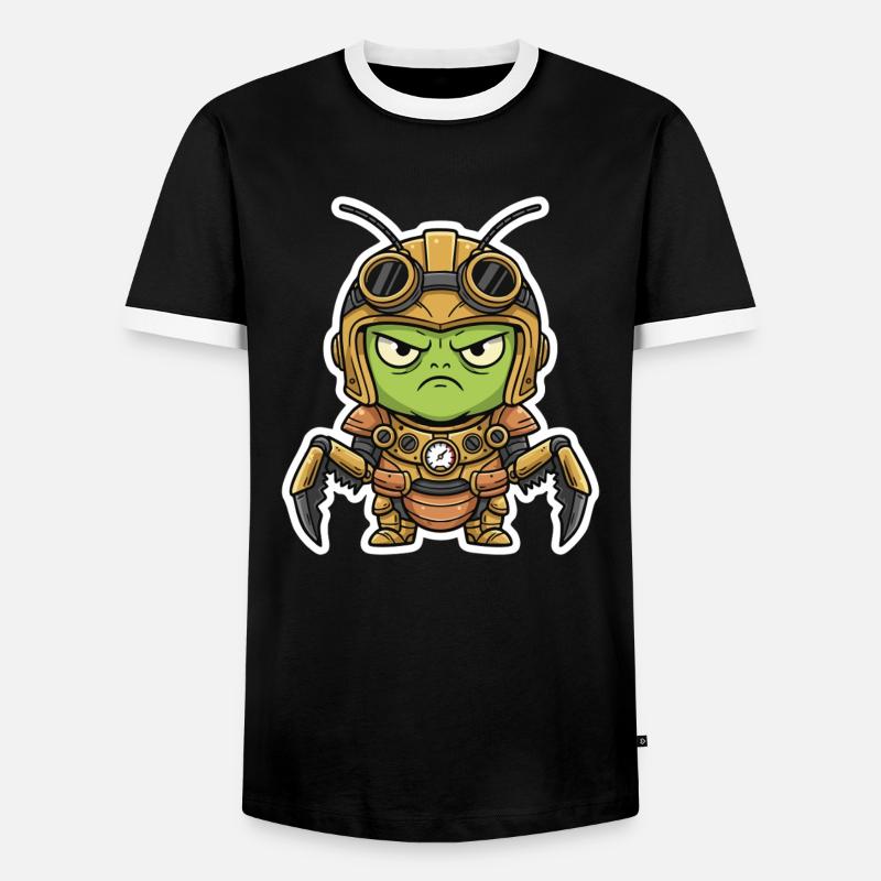 Locust Engineer Steampunk Armor Brass - Men's Ringer Shirt - black/white