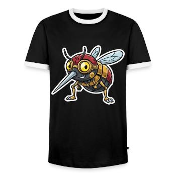 Moustique Éclaireur Steampunk Rouge et Or - T-shirt contrasté Homme - noir/blanc - Devant - AI Model Female 172 light (172cm) & AI Model Male 178 light (178cm)
