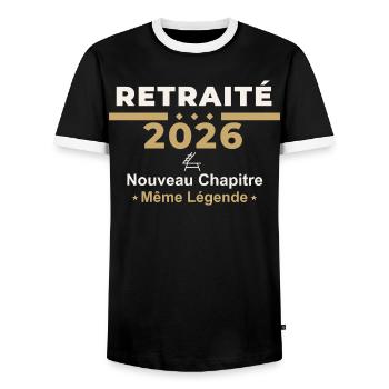Retraité 2026 – Humour Retraite - T-shirt contrasté Homme - noir/blanc - Devant - AI Model Female 172 light (172cm) & AI Model Male 178 light (178cm)