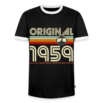 Rétro 1959 Édition Limitée - T-shirt contrasté Homme - noir/blanc - Devant - AI Model Female 172 light (172cm) & AI Model Male 178 light (178cm)