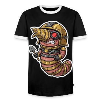 Steampunk Regenwurmbohrung und Bergarbeiter - Männer Kontrast-T-Shirt - Schwarz/Weiß - Vorne - AI Model Female 172 light (172cm) & AI Model Male 178 light (178cm)