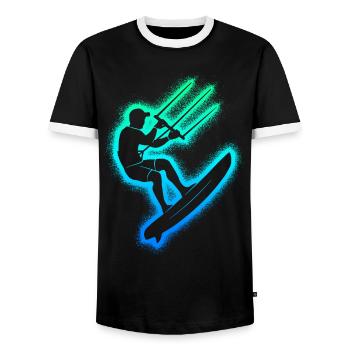 Kitesurf Enfants Hommes Kitesurf - T-shirt contrasté Homme - noir/blanc - Devant - AI Model Female 172 light (172cm) & AI Model Male 178 light (178cm)
