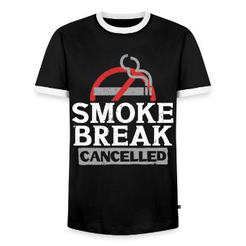 Non-smoking Ex Smoking Smoke Break Cancelled - Men's Ringer Shirt - black/white - Front - AI Model Female 172 light (172cm) & AI Model Male 178 light (178cm)
