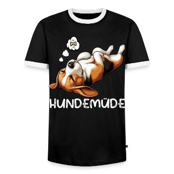 Hundemüde Beagle Beaglebesitzer Beaglehalter - Männer Kontrast-T-Shirt - Schwarz/Weiß - Vorne - AI Model Female 172 light (172cm) & AI Model Male 178 light (178cm)