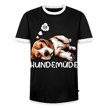 Hundemüde Beagle Beaglebesitzer Beaglehalter - Männer Kontrast-T-Shirt - Schwarz/Weiß - Vorne - AI Model Female 172 light (172cm) & AI Model Male 178 light (178cm)