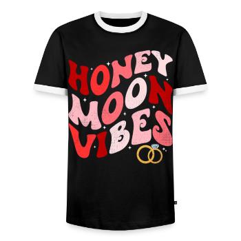 Ambiance lune de miel, mariage de nouvelles mariées - T-shirt contrasté Homme - noir/blanc - Devant - AI Model Female 172 light (172cm) & AI Model Male 178 light (178cm)