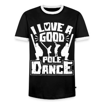  Scottish Highland Festival Games Pole Dance Caber - Men's Ringer Shirt - black/white - Front - AI Model Female 172 light (172cm) & AI Model Male 178 light (178cm)