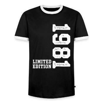 45th Birthday 1981 Limited Edition Man Woman - Men's Ringer Shirt - black/white - Front - AI Model Female 172 light (172cm) & AI Model Male 178 light (178cm)