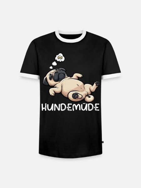 Hundemüde Mops Möpse Mopsbesitzer Mopsliebhaber - Männer Kontrast-T-Shirt - Schwarz/Weiß