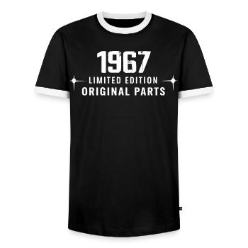 Vintage 1967 - Men's Ringer Shirt - black/white - Front - AI Model Female 172 light (172cm) & AI Model Male 178 light (178cm)