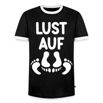 Lust auf Sex Humor Paar Fun Idee - Männer Kontrast-T-Shirt - Schwarz/Weiß - Vorne - AI Model Female 172 light (172cm) & AI Model Male 178 light (178cm)