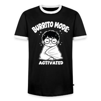 Burrito Cover Mode - Men's Ringer Shirt - black/white - Front - AI Model Female 172 light (172cm) & AI Model Male 178 light (178cm)