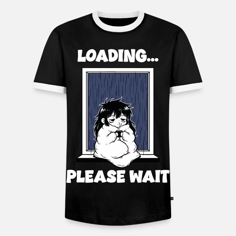Rain Loading Please Wait Manga Mood - Men's Ringer Shirt - black/white