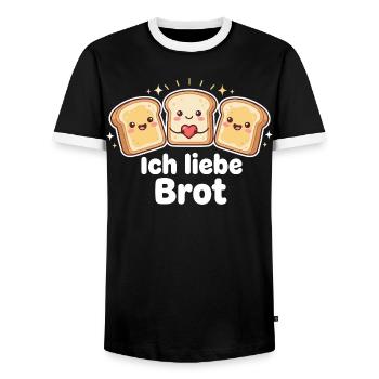 Lustiges Brot Geschenk - Männer Kontrast-T-Shirt - Schwarz/Weiß - Vorne - AI Model Female 172 light (172cm) & AI Model Male 178 light (178cm)