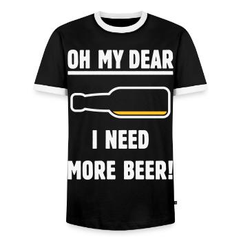 Oh My Dear – I Need More Beer! (Beer / NEG 2C) - Men's Ringer Shirt - black/white - Front - AI Model Female 172 light (172cm) & AI Model Male 178 light (178cm)
