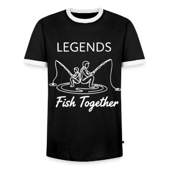 Fishing Legends Saying - Men's Ringer Shirt - black/white - Front - AI Model Female 172 light (172cm) & AI Model Male 178 light (178cm)