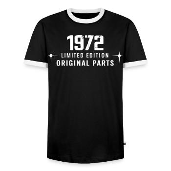 Vintage 1972 - Männer Kontrast-T-Shirt - Schwarz/Weiß - Vorne - AI Model Female 172 light (172cm) & AI Model Male 178 light (178cm)