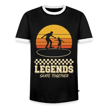 Skateboard Legenden Vater Sohn - Männer Kontrast-T-Shirt - Schwarz/Weiß - Vorne - AI Model Female 172 light (172cm) & AI Model Male 178 light (178cm)