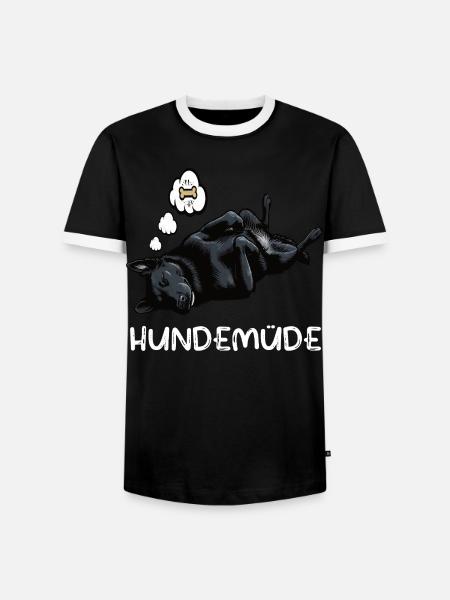 Hundemüde Schwarzer Schäferhund Schäferhundhalter - Männer Kontrast-T-Shirt - Schwarz/Weiß