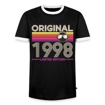 Originale Retro-Edition von 1998 - Männer Kontrast-T-Shirt - Schwarz/Weiß - Vorne - AI Model Female 172 light (172cm) & AI Model Male 178 light (178cm)