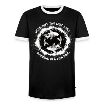 Koi Fische Yin Yang Angler Spruch Shirt - Männer Kontrast-T-Shirt - Schwarz/Weiß - Vorne - AI Model Female 172 light (172cm) & AI Model Male 178 light (178cm)