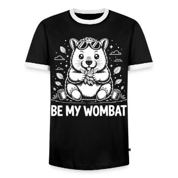 Sois mon Wombat – Mignonne Wombat à lunettes de soleil - T-shirt contrasté Homme - noir/blanc - Devant - AI Model Female 172 light (172cm) & AI Model Male 178 light (178cm)