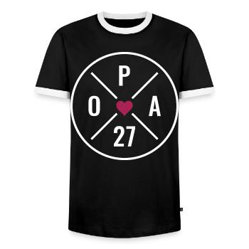 Grandpa 27 Heart - Men's Ringer Shirt - black/white - Front - AI Model Female 172 light (172cm) & AI Model Male 178 light (178cm)