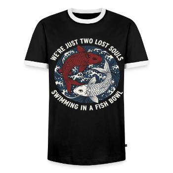 Koi Fisch Japan Tattoo Spruch - Männer Kontrast-T-Shirt - Schwarz/Weiß - Vorne - AI Model Female 172 light (172cm) & AI Model Male 178 light (178cm)