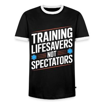 Paramedic Training Lifesavers Emergency Services - Männer Kontrast-T-Shirt - Schwarz/Weiß - Vorne - AI Model Female 172 light (172cm) & AI Model Male 178 light (178cm)