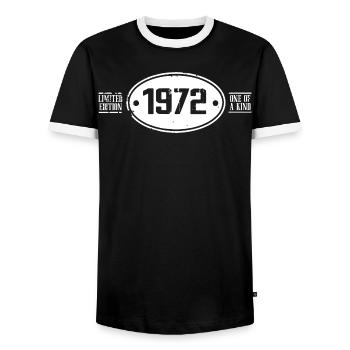 1972 Birthday 1972 - Men's Ringer Shirt - black/white - Front - AI Model Female 172 light (172cm) & AI Model Male 178 light (178cm)