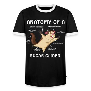 Sugar Glider Anatomie-Shirt - Männer Kontrast-T-Shirt - Schwarz/Weiß - Vorne - AI Model Female 172 light (172cm) & AI Model Male 178 light (178cm)