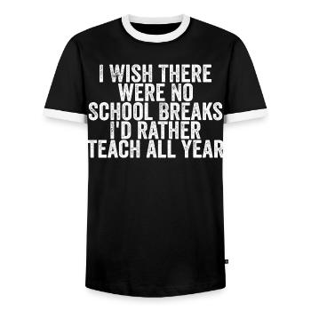 Leidenschaftliches Unterrichten: Schule das ganze Jahr über - Männer Kontrast-T-Shirt - Schwarz/Weiß - Vorne - AI Model Female 172 light (172cm) & AI Model Male 178 light (178cm)