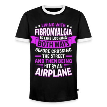 Funny Quote For Fibromyalgia Awareness - Men's Ringer Shirt - black/white - Front - AI Model Female 172 light (172cm) & AI Model Male 178 light (178cm)