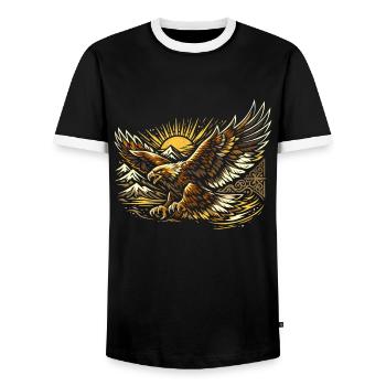 Majestueux aigle royal kazakh - T-shirt contrasté Homme - noir/blanc - Devant - AI Model Female 172 light (172cm) & AI Model Male 178 light (178cm)