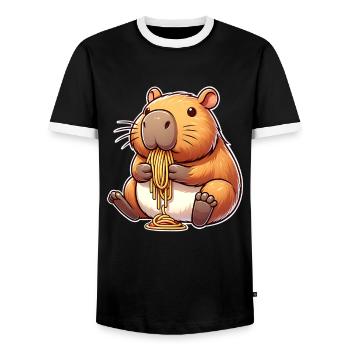 Capybara Pasta - Männer Kontrast-T-Shirt - Schwarz/Weiß - Vorne - AI Model Female 172 light (172cm) & AI Model Male 178 light (178cm)