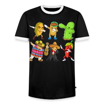 Cinco de Mayo Dab-Hemd - Männer Kontrast-T-Shirt - Schwarz/Weiß - Vorne - AI Model Female 172 light (172cm) & AI Model Male 178 light (178cm)
