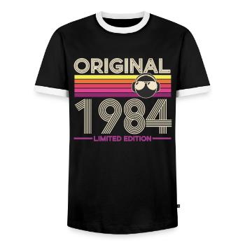 Original 1984 Edition Vintage - Men's Ringer Shirt - black/white - Front - AI Model Female 172 light (172cm) & AI Model Male 178 light (178cm)