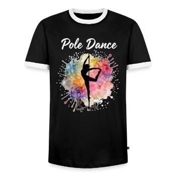 Pole Dance Silhouette – Watercolor Art Design - Men's Ringer Shirt - black/white - Front - AI Model Female 172 light (172cm) & AI Model Male 178 light (178cm)