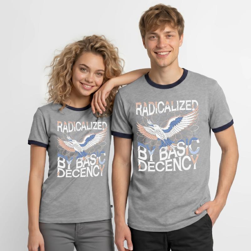 Radicalized by Basic Decency Statement Art Men's Ringer Shirt
