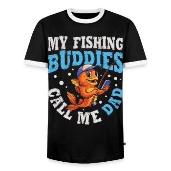 Fishing Dad Friends Dad Funny Dad Fisherman - Men's Ringer Shirt - black/white - Front - AI Model Female 172 light (172cm) & AI Model Male 178 light (178cm)